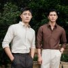 Sơ mi be hongkong cổ button down