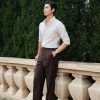 Quần âu nâu đất cạp cao sidetab công sở