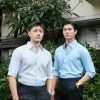 Sơ mi kẻ xanh 7 cổ hidden button down,cổ giấu cúc