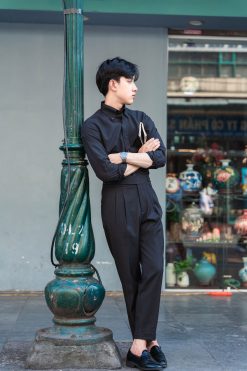 Quần âu đen gurkha công sở cạp cao