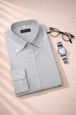 Áo Sơ Mi Xám Cổ Button Down