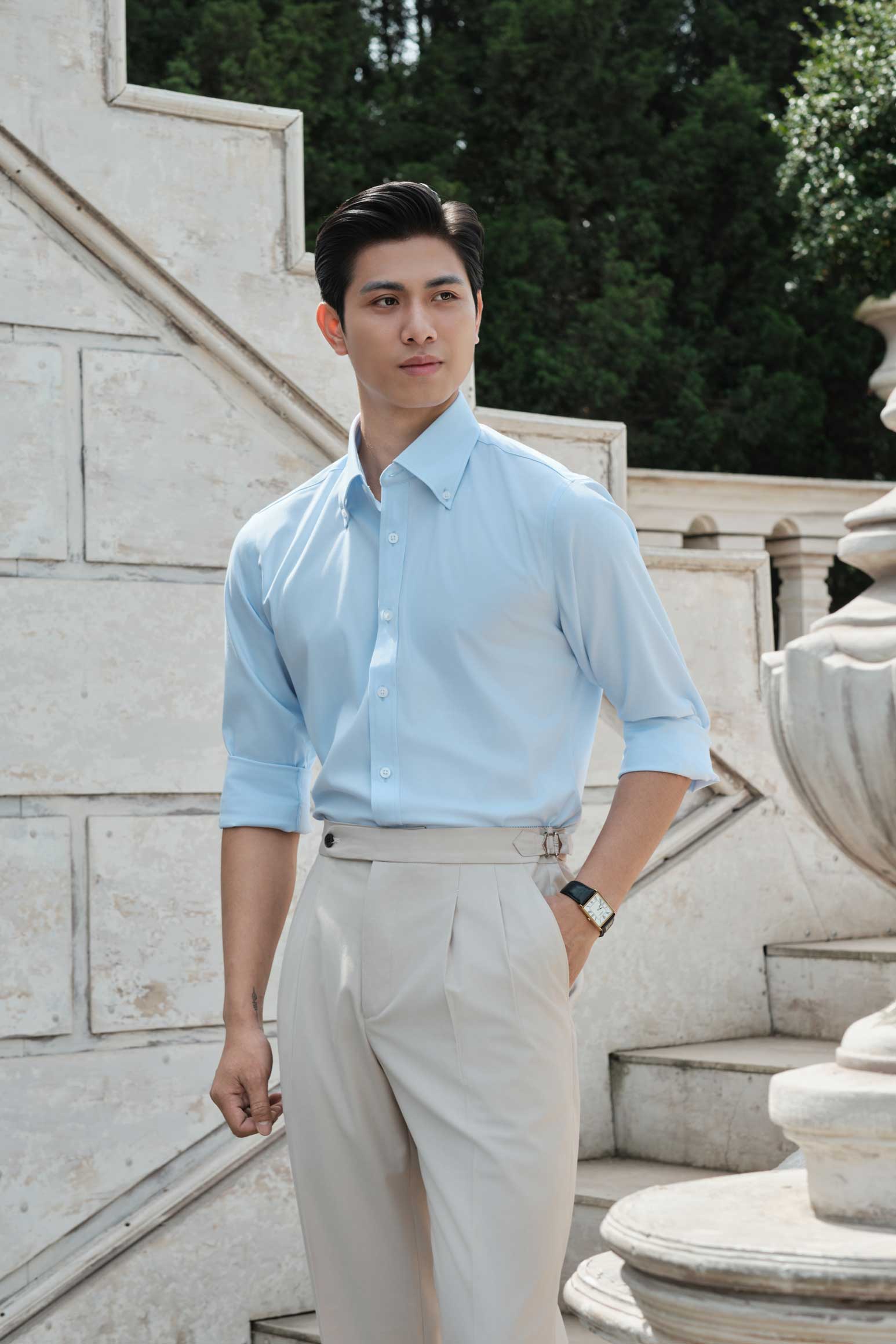 Áo Sơ Mi Baby Blue Cổ Button Down - Ảnh 5