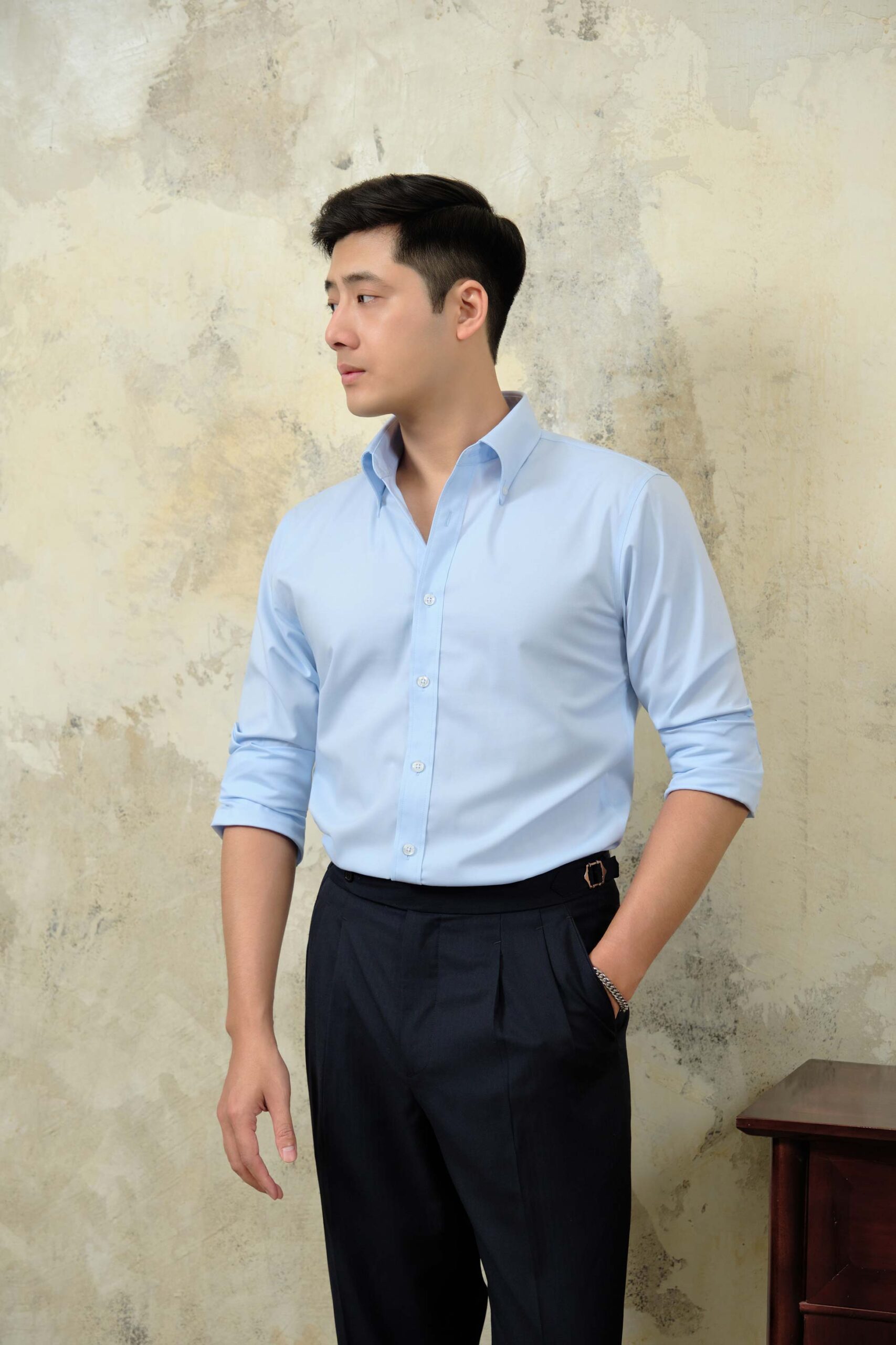 Áo Sơ Mi Baby Blue Cổ Button Down - Ảnh 7