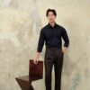 Quần Âu Dark Brown Sidetab Wool