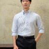 Áo Sơ Mi Kẻ Xanh 4 Cổ Button Down Bamboo - Ảnh 2