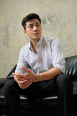 Áo Sơ Mi Kẻ Đen Cổ Button Down Bamboo