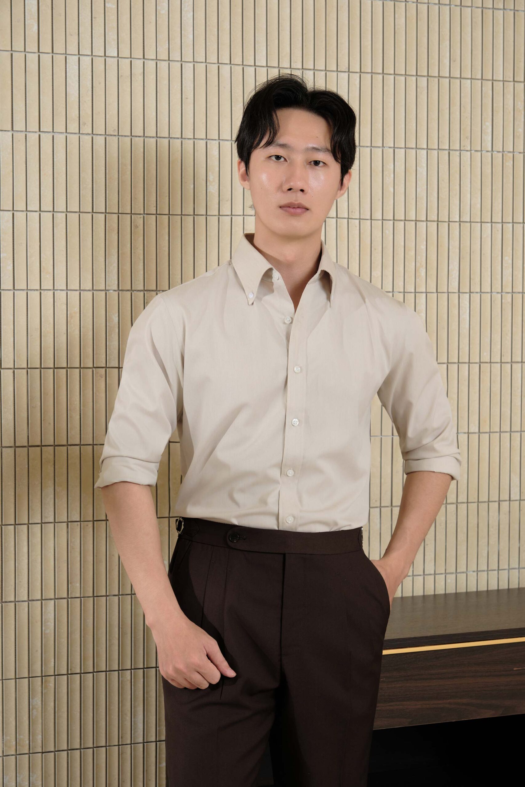 Áo Sơ Mi Be Hongkong Cổ Button Down - Ảnh 2